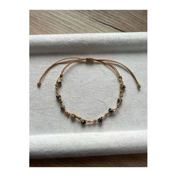 Minimal Bıldırcın Jasper Taşı İp Bileklik Halhal