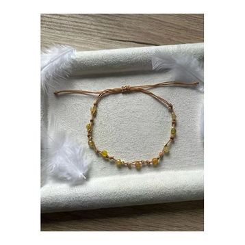 Minimal Sarı Akik Taşı İp Halhal