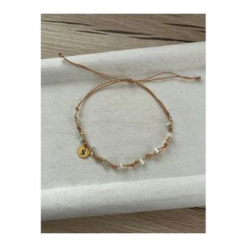Minimal Yeşil Kedi Gözü Harfli İp Halhal