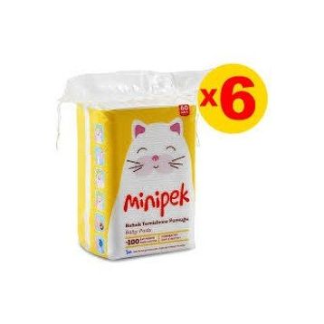 Minipek 6x60'lı Bebek Temizleme Pamuğu