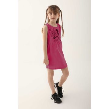 Minnie Mouse D4860-3 Fuşya Kız Çocuk Elbise
