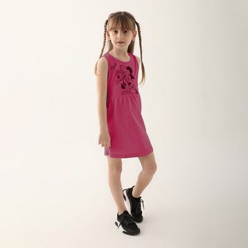 Minnie Mouse D4860-3 Fuşya Kız Çocuk Elbise