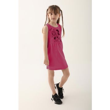 Minnie Mouse D4860-3 Fuşya Kız Çocuk Elbise