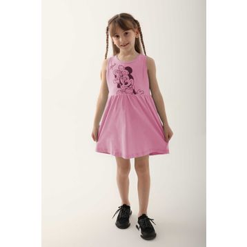 Minnie Mouse D4860-3 Şeker Pembe Kız Çocuk Elbise