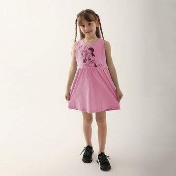 Minnie Mouse D4860-3 Şeker Pembe Kız Çocuk Elbise