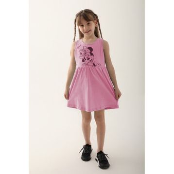 Minnie Mouse D4860-3 Şeker Pembe Kız Çocuk Elbise