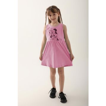 Minnie Mouse D4860-3 Şeker Pembe Kız Çocuk Elbise