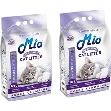 Mio 2x10 lt Lavanta Kokulu Ince Taneli Süper Topaklanma Koku Hapsedici Kedi Kumu