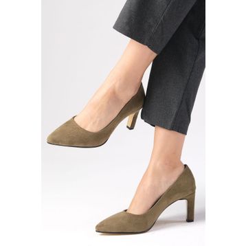 Mio Gusto 01252GNS Lita Haki Yeşil Renk Süet Kadın Stiletto Topuklu Ayakkabı