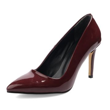 Mio Gusto Basic Bordo Rugan Kadın Stiletto Topuklu Ayakkabı