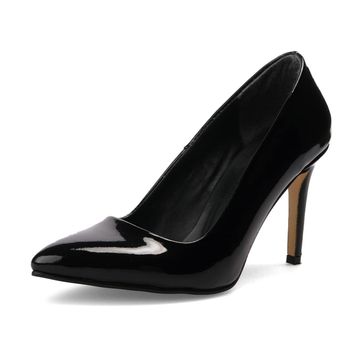 Mio Gusto Basic Siyah Rugan Kadın Stiletto Topuklu Ayakkabı