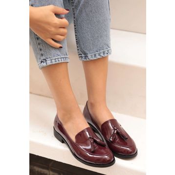 Mio Gusto Iris Bordo Rugan Kadın Babet