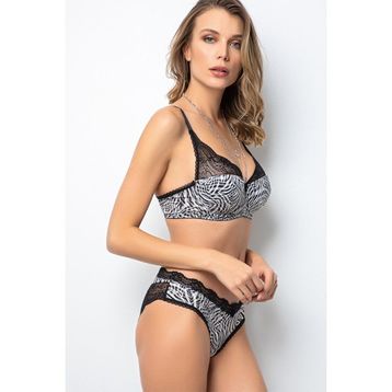Miorre Push-Up Dolgulu Dantel Detaylı Zebra Sütyen Takım