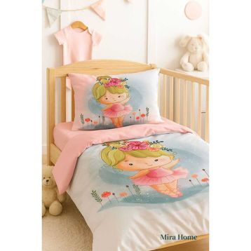 Mira Home Balerina Dijital Baskılı 3D Pamuklu Yenidoğan Bebek Nevresim Takımı