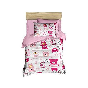 Mira Home Bear Toy Pink Dijital Baskılı 3D Pamuklu Yenidoğan Bebek Nevresim Takımı