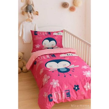 Mira Home Cute Bee Pink Dijital Baskılı 3D Pamuklu Yenidoğan Bebek Nevresim Takımı