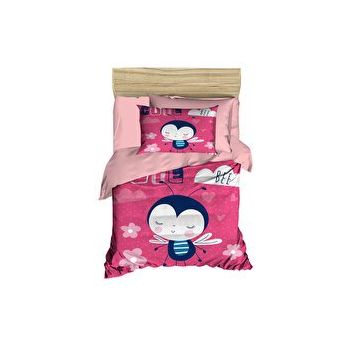 Mira Home Cute Bee Pink Dijital Baskılı 3D Pamuklu Yenidoğan Bebek Nevresim Takımı