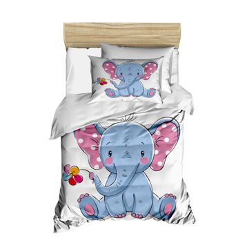 Mira Home Cute Elephant Dijital Baskılı 3D Pamuklu Yenidoğan Bebek Nevresim Takımı