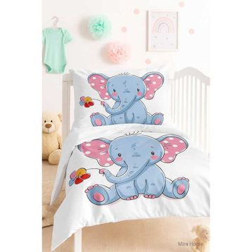 Mira Home Cute Elephant Dijital Baskılı 3D Pamuklu Yenidoğan Bebek Nevresim Takımı
