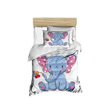 Mira Home Cute Elephant Dijital Baskılı 3D Pamuklu Yenidoğan Bebek Nevresim Takımı
