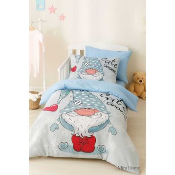 Mira Home Cute Gnome Blue Dijital Baskılı 3D Pamuklu Yenidoğan Bebek Nevresim Takımı