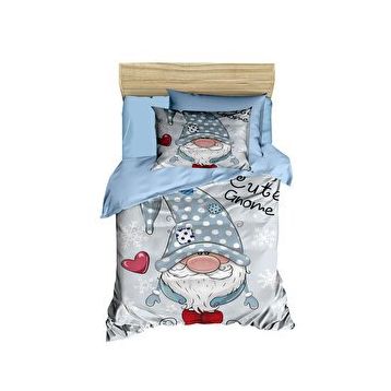Mira Home Cute Gnome Blue Dijital Baskılı 3D Pamuklu Yenidoğan Bebek Nevresim Takımı