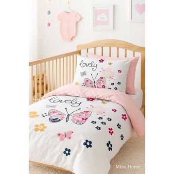 Mira Home Lovely Butterfly Dijital Baskılı 3D Pamuklu Yenidoğan Bebek Nevresim Takımı