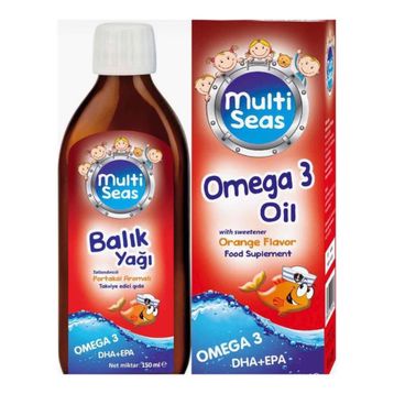 Miraderm Multi Seas Omega-3 Portakal Aromalı 150 ml Balık Yağı