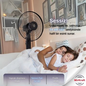 MirKraft FS-K40BR Siyah Stand Fan Vantilatör