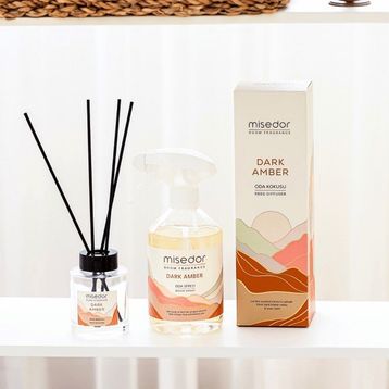 Misedor 120 ml Dark Amber Çubuklu Oda Kokusu + 500 ml Oda Spreyi