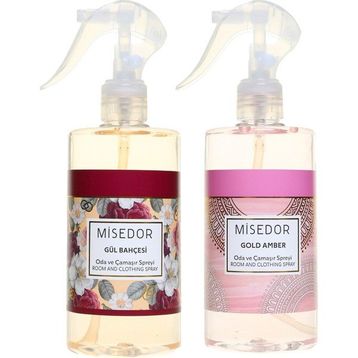 Misedor 2x330 ml Gold Amber ve Gül Bahçesi Oda Kokusu ve Çamaşır Spreyi