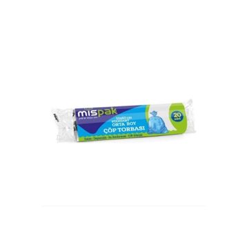 Mispak Orta Boy Siyah 20 Adet 55x60 cm Eko Çöp Poşeti