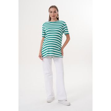Miss Dünya Lissa Bisiklet Yaka Kısa Kol Çizgili Hamile ve Lohusa T-shirt