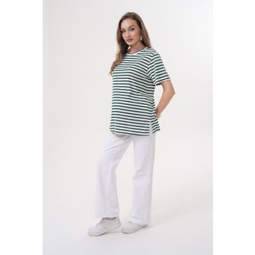 Miss Dünya Lissa Bisiklet Yaka Kısa Kol Çizgili Hamile ve Lohusa T-shirt
