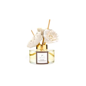 Missi 150 ml Seramik Çiçek Taşlı Bambu Çubuklu Vanilya Sandal Oda Kokusu