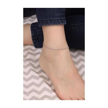 Mistik Silver 1.5 mm Pembe Taşlı Gümüş Su Yolu Halhal
