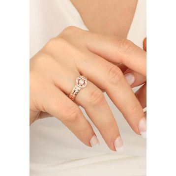 Mistik Silver Baget Taşlı Altıgen Gümüş Yüzük
