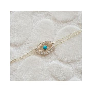Mistik Silver Baget Taşlı Göz Gümüş Bileklik