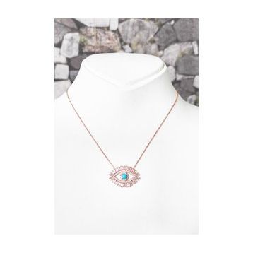 Mistik Silver Baget Taşlı Göz Gümüş Kolye