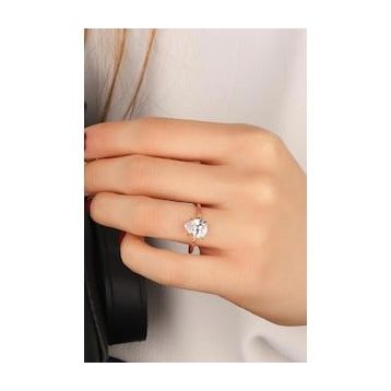 Mistik Silver Beyaz Renk Kalp Doğal Taşlı Gümüş Yüzük