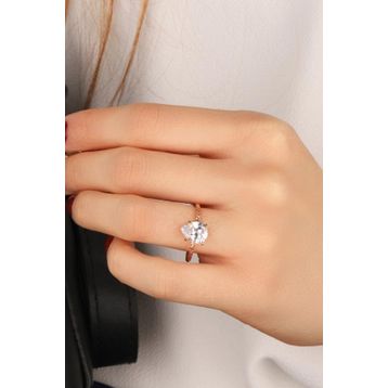Mistik Silver Beyaz Renk Kalp Doğal Taşlı Gümüş Yüzük
