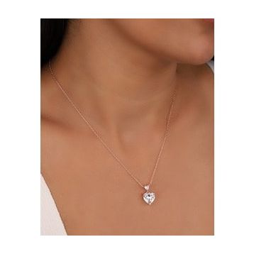 Mistik Silver Beyaz Taşlı Çift Kalpli Gümüş Kolye