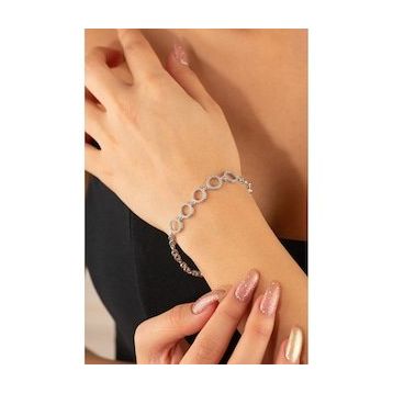 Mistik Silver Beyaz Taşlı Gümüş Bileklik