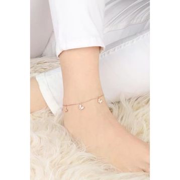Mistik Silver Beyaz Taşlı Kelebekli Gümüş Halhal