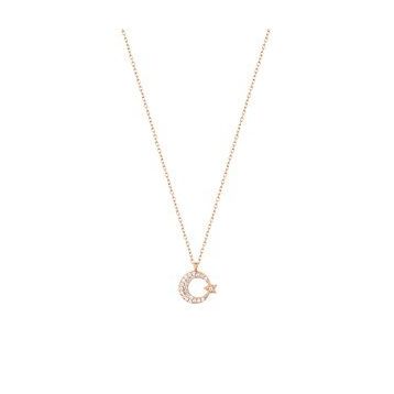 Mistik Silver Beyaz Taşlı Küçük Ay Yıldız Gümüş Kolye