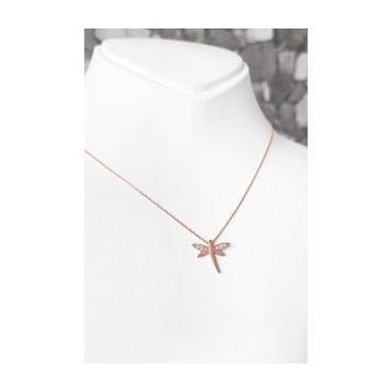 Mistik Silver Beyaz Taşlı Yusufçuk Gümüş Kolye