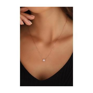 Mistik Silver Beyaz Zirkon Taşlı Küçük Yıldız Gümüş Kolye