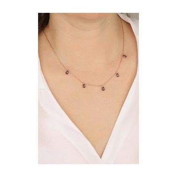 Mistik Silver Damla Doğal Taşlı Gümüş Kolye