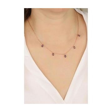 Mistik Silver Damla Doğal Taşlı Gümüş Kolye