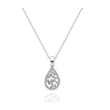 Mistik Silver Damla Taşlı Gümüş Baget Kolye